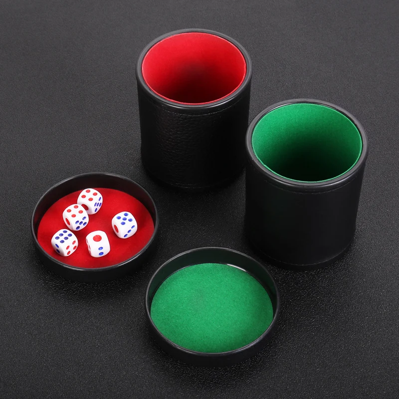 Felt-Lined PU Leather Dice Cup Set 1