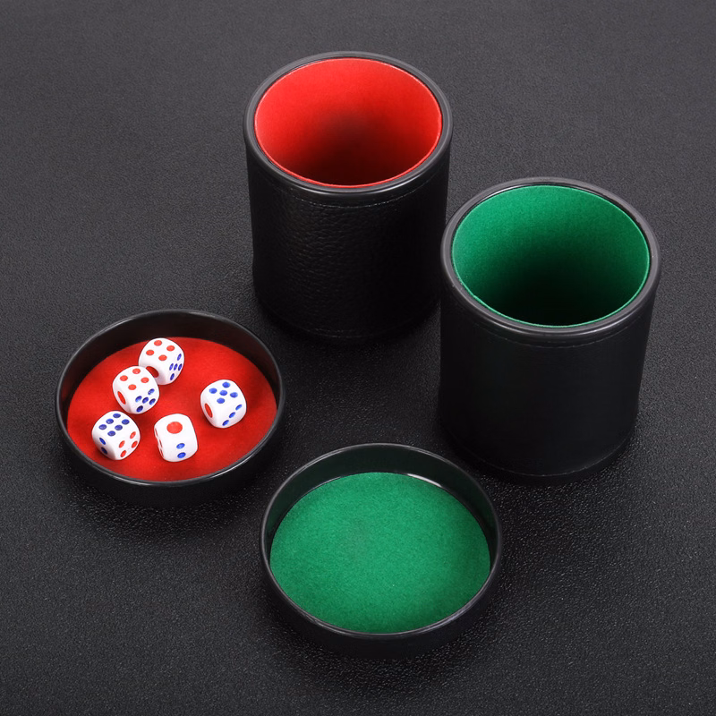 Felt-Lined PU Leather Dice Cup Set