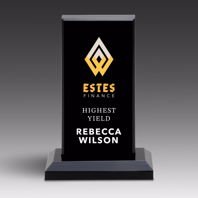 8" Beveled Impress Award Black