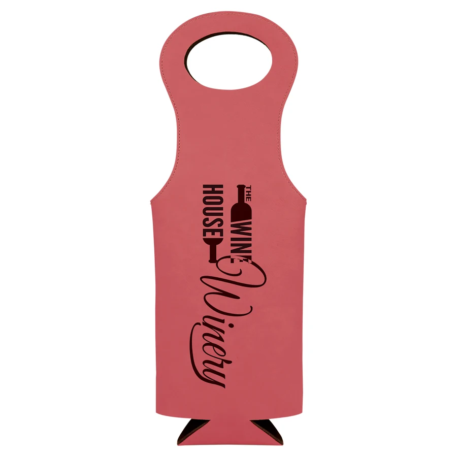 Pink Leatherette Wine Bag, custom tote bag with logo imprint 1