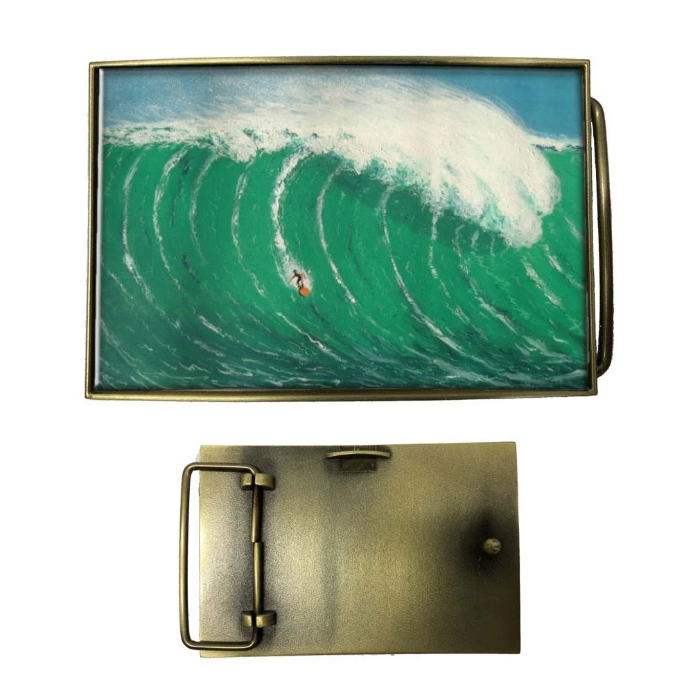 Express Vibraprint® Rectangle belt buckle medallion in silver 1