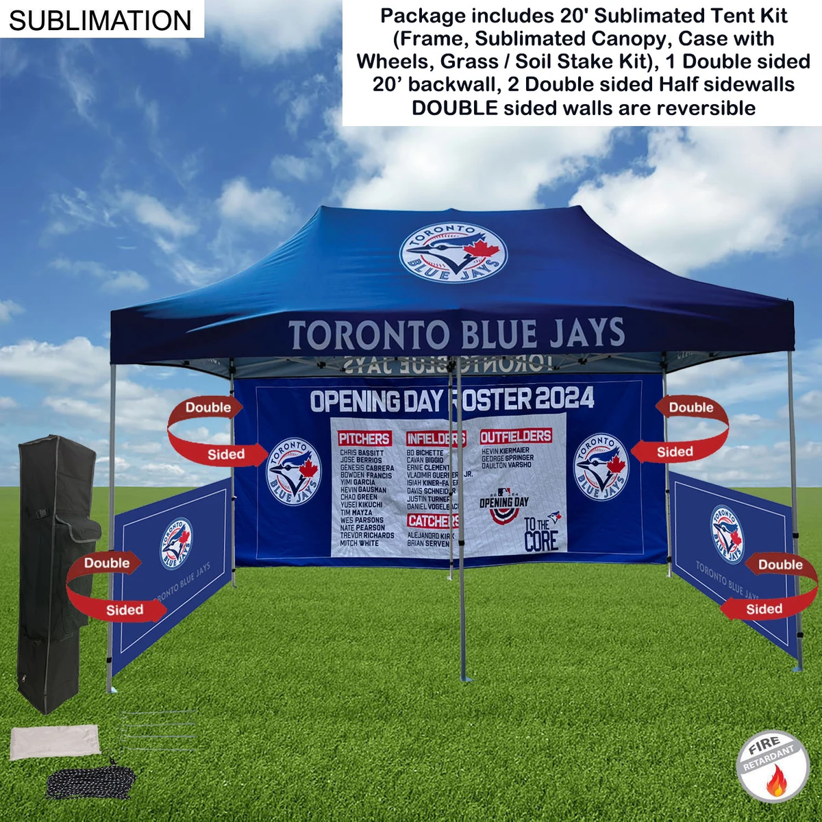 Full Tent Package 2, 20' Sublimated Tent Kit, DOUBLE sided 20' backwall, 2 DOUBLE side half sidewall 1