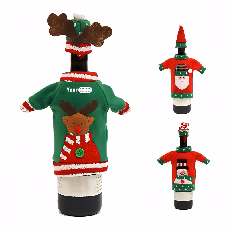 Polyester Christmas Decorative Wine Bottle Cover
