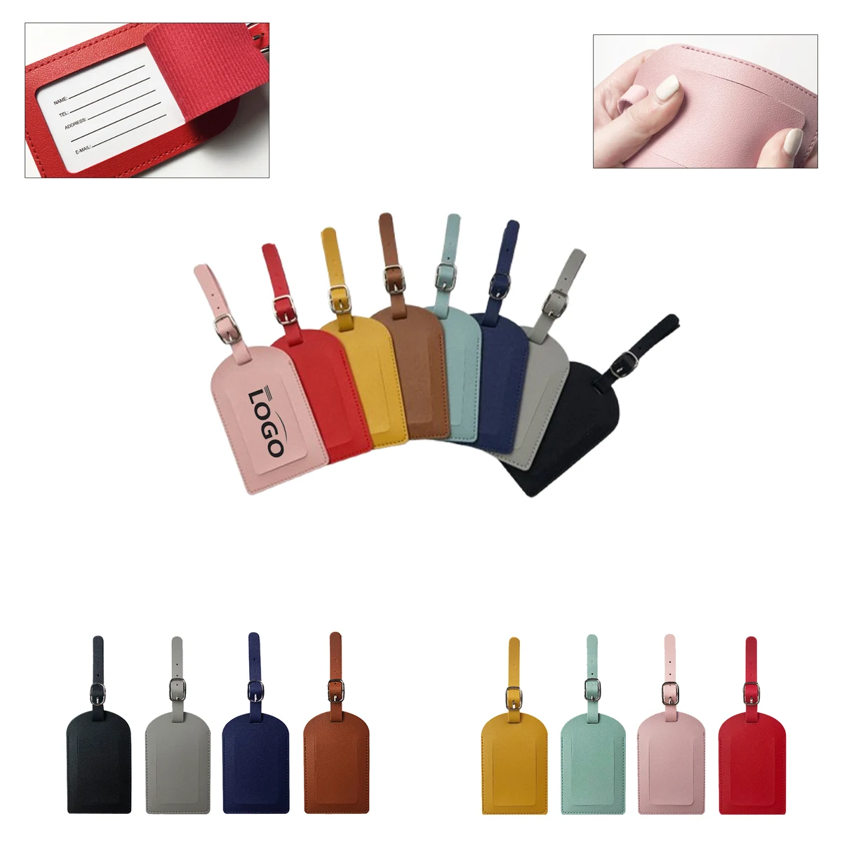 Custom Logo PU Leather Luggage Tags 1
