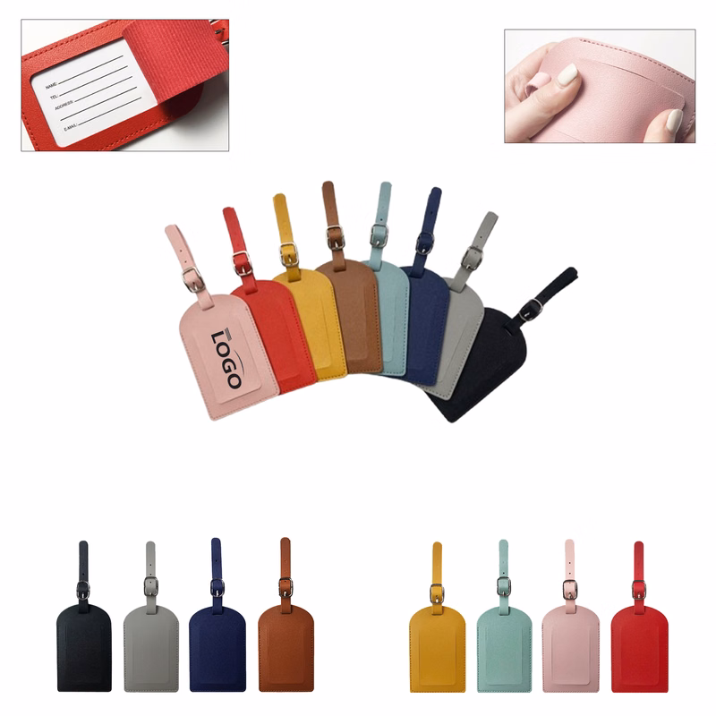 Custom Logo PU Leather Luggage Tags