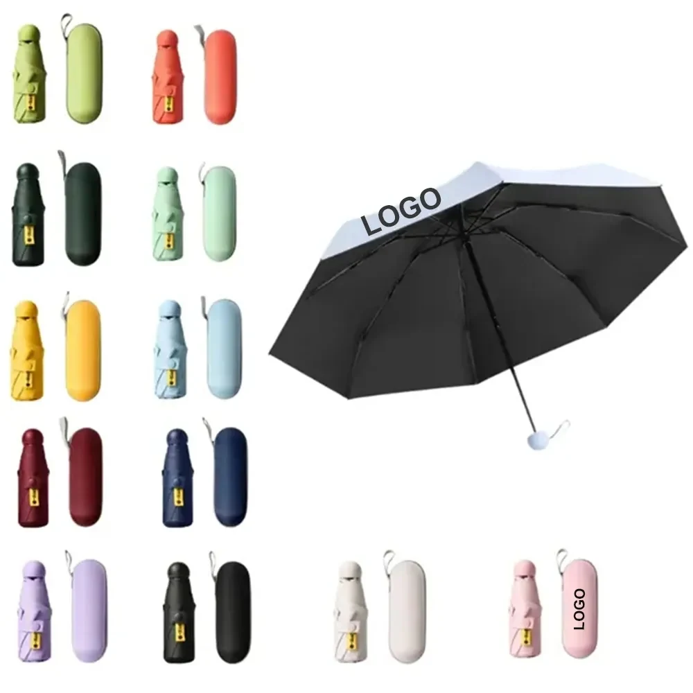 Mini Folding Compact Travel Umbrella with Case 1
