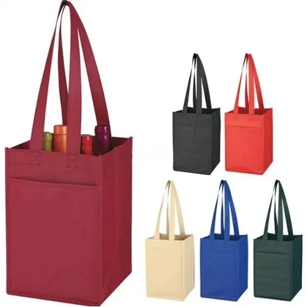 Non-Woven 4 Bottle Wine Tote Bag 1