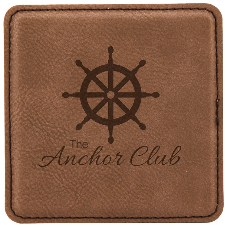 Dark Brown Leatherette Individual Square Coaster 1