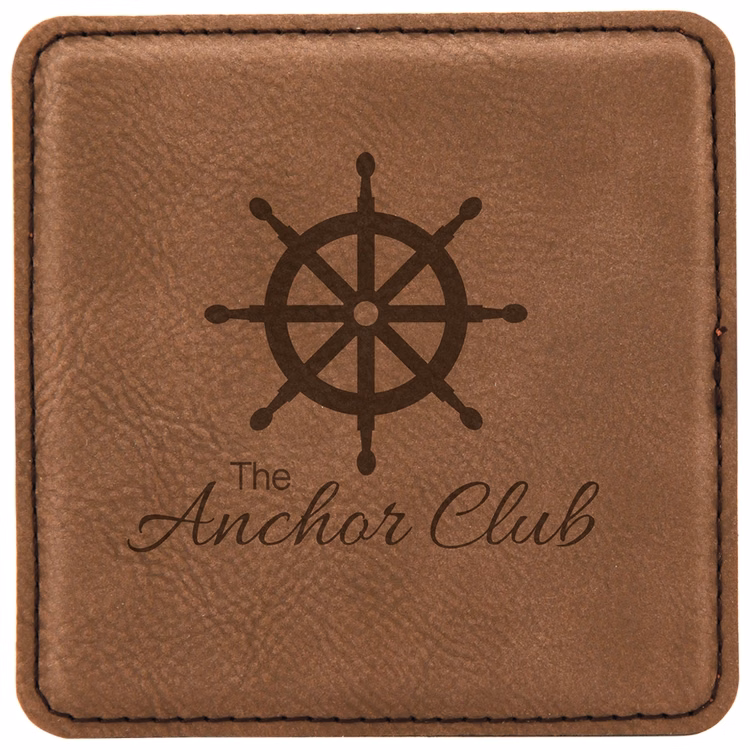 Dark Brown Leatherette Individual Square Coaster