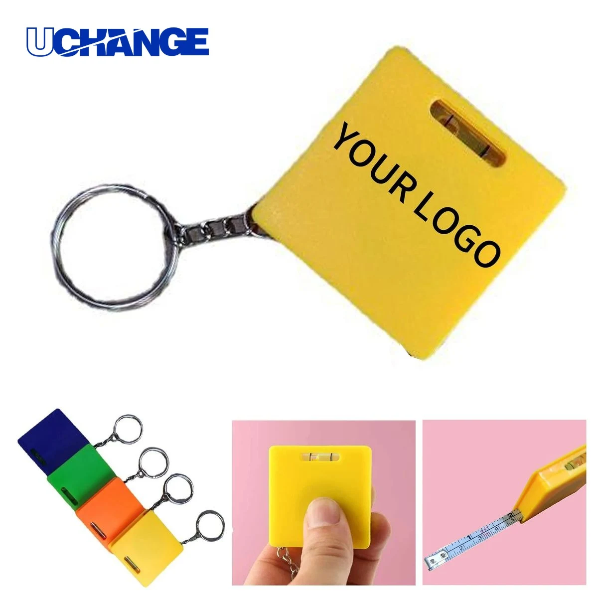 Tape Measure Keychain Tool 1.69 Inch ABS with Bubble Level 1