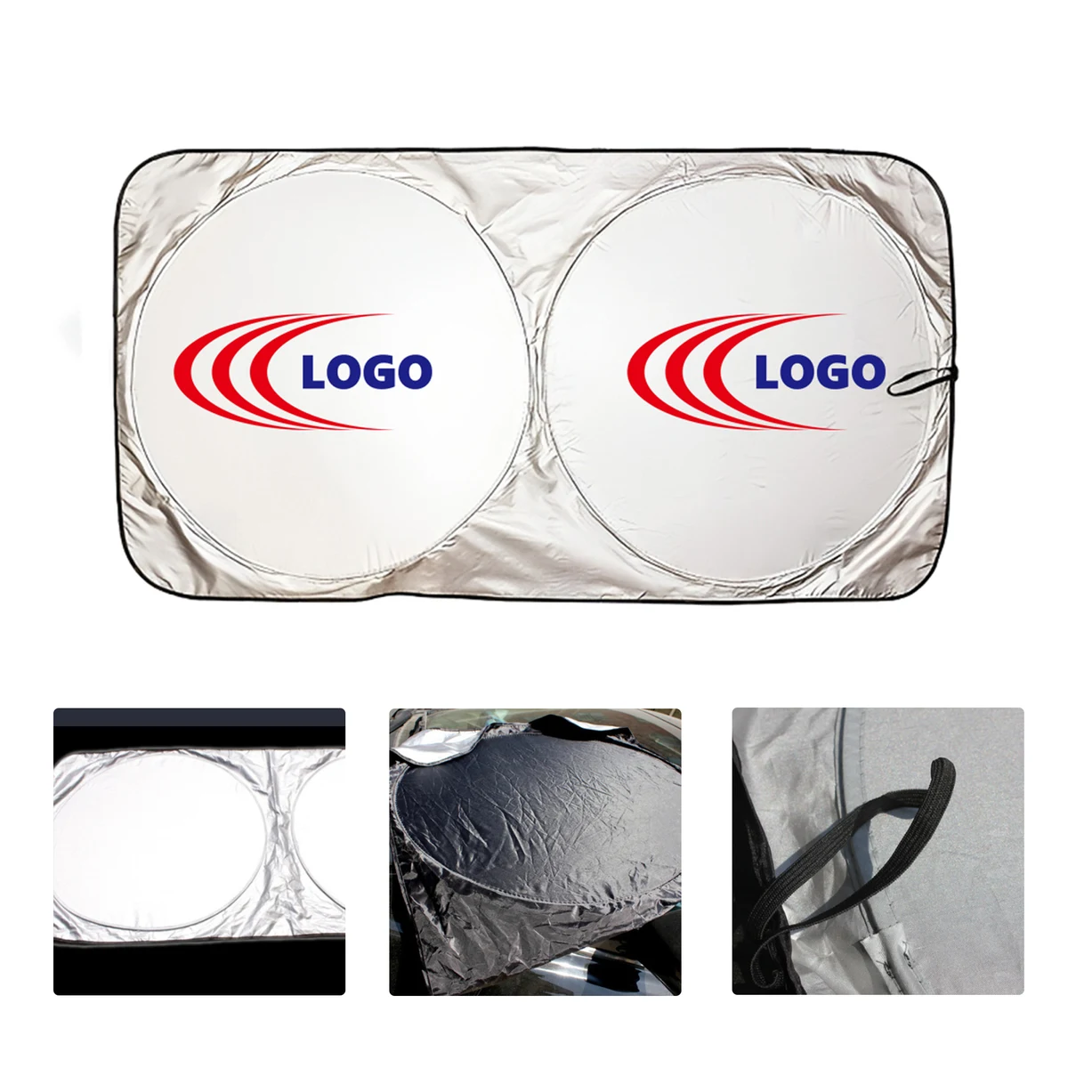 MOQ50 Custom Dual Circle Car Sunshade For Windshield 1