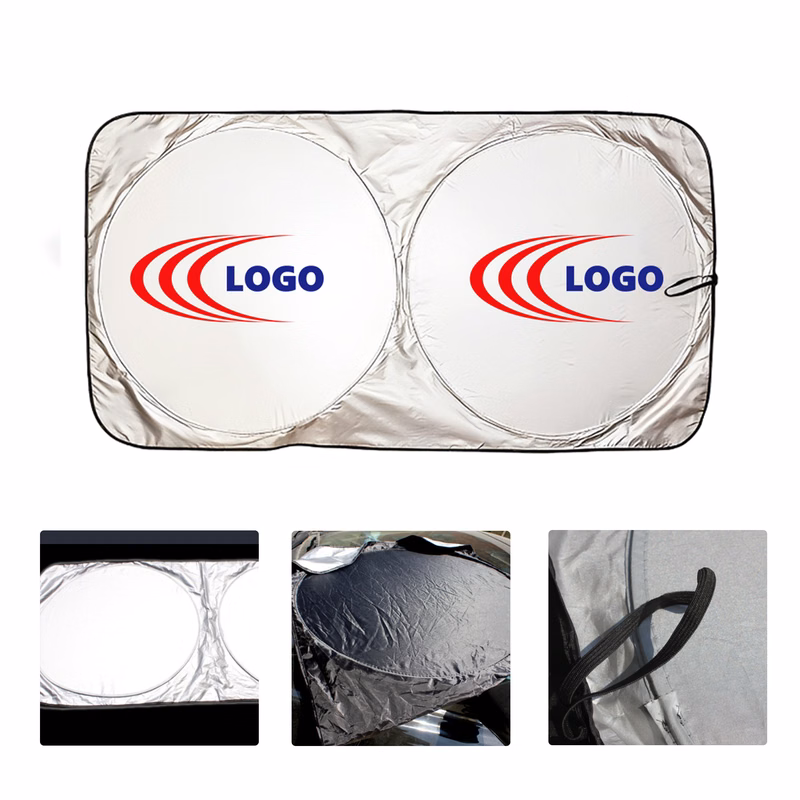 MOQ50 Custom Dual Circle Car Sunshade For Windshield