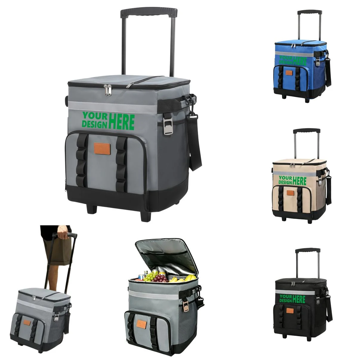 Rolling Insulated Cooler Tote With Telescopic Handle 1