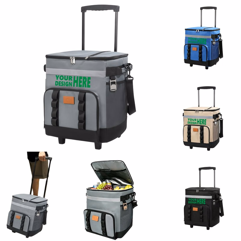 Rolling Insulated Cooler Tote With Telescopic Handle