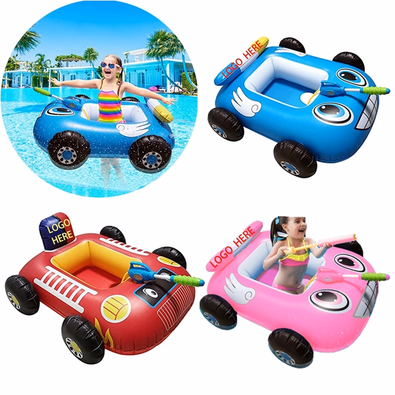 Kids Inflatable Fire Boat Pool Float With Water Gun