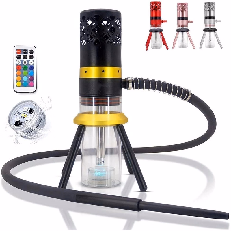 Portable Hookah With Hose Tongs Led Light