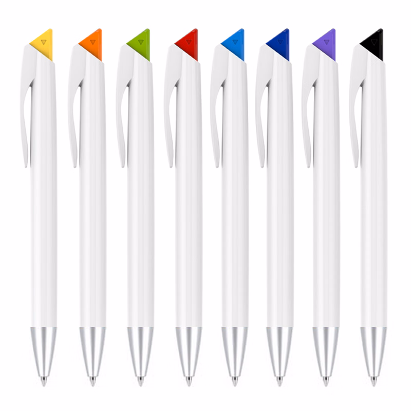 Colored Wedged Tip White Plastic Pen