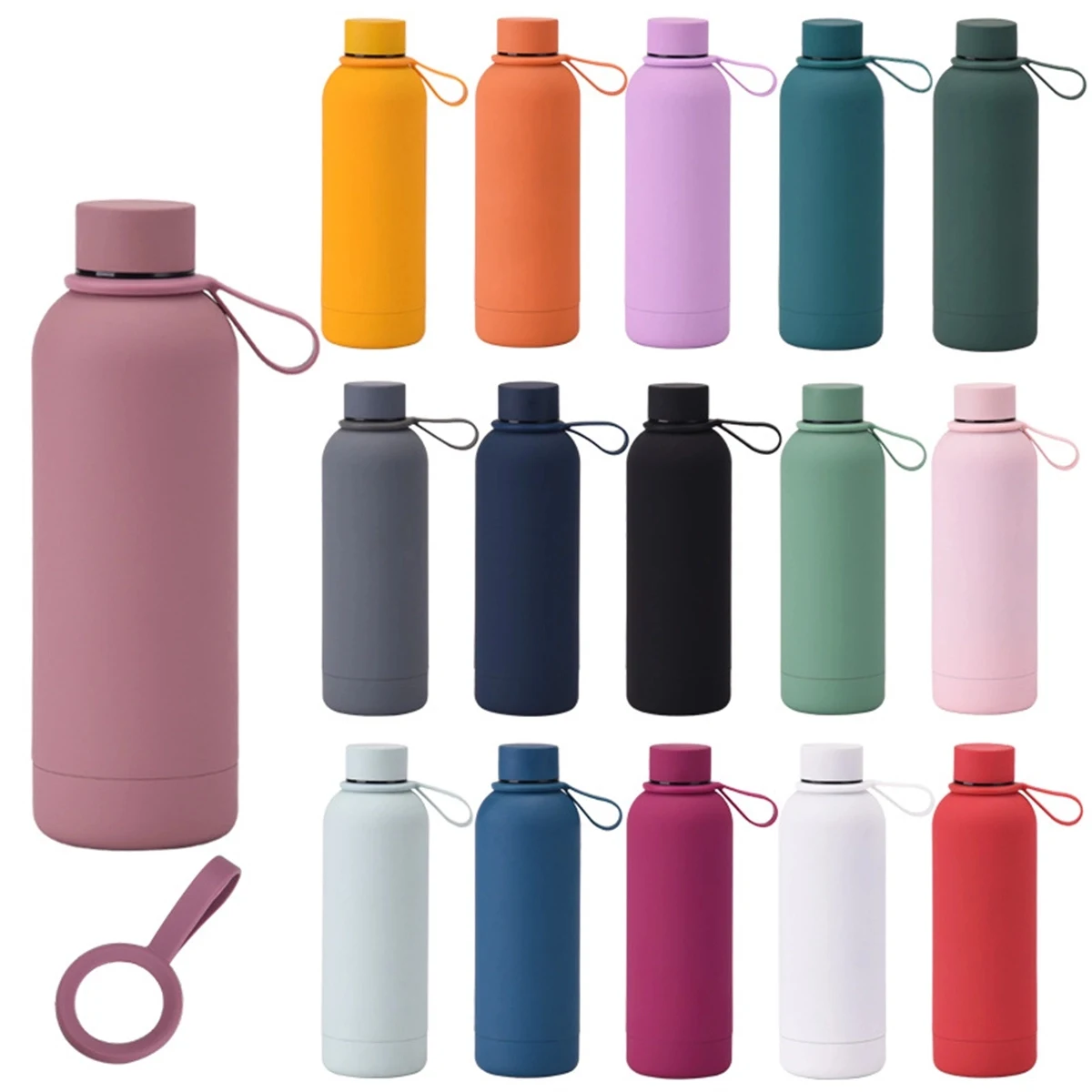Portable Frosted Insulated Stainless Steel Water Bottle, custom water bottle with logo imprint 1