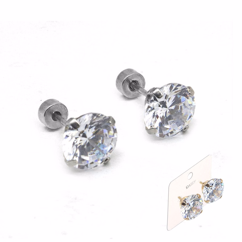 Stainless Steel Cubic Zirconia Hoop Earrings