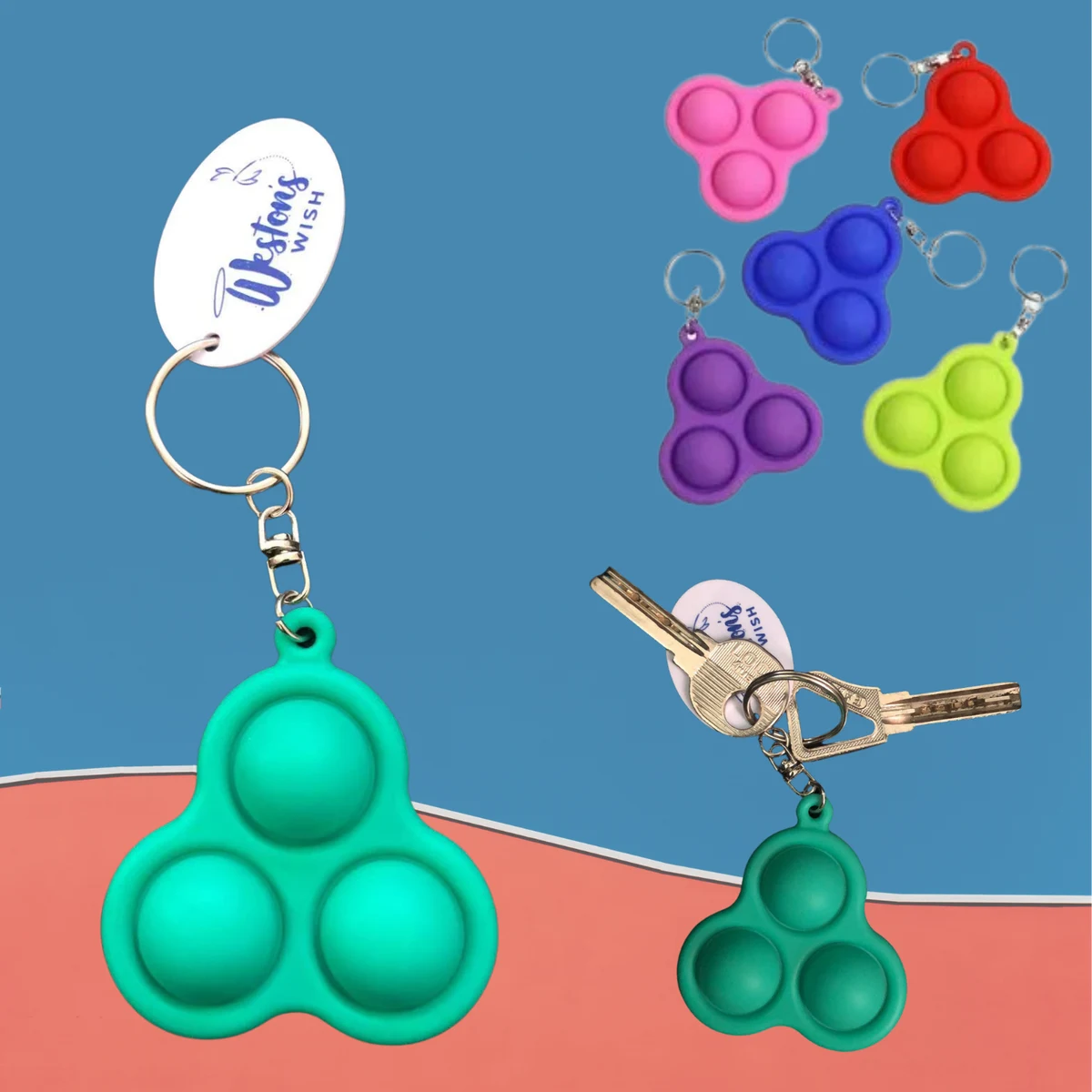 Pop-It Fidget Keychain w/ Imprinted Tag 1