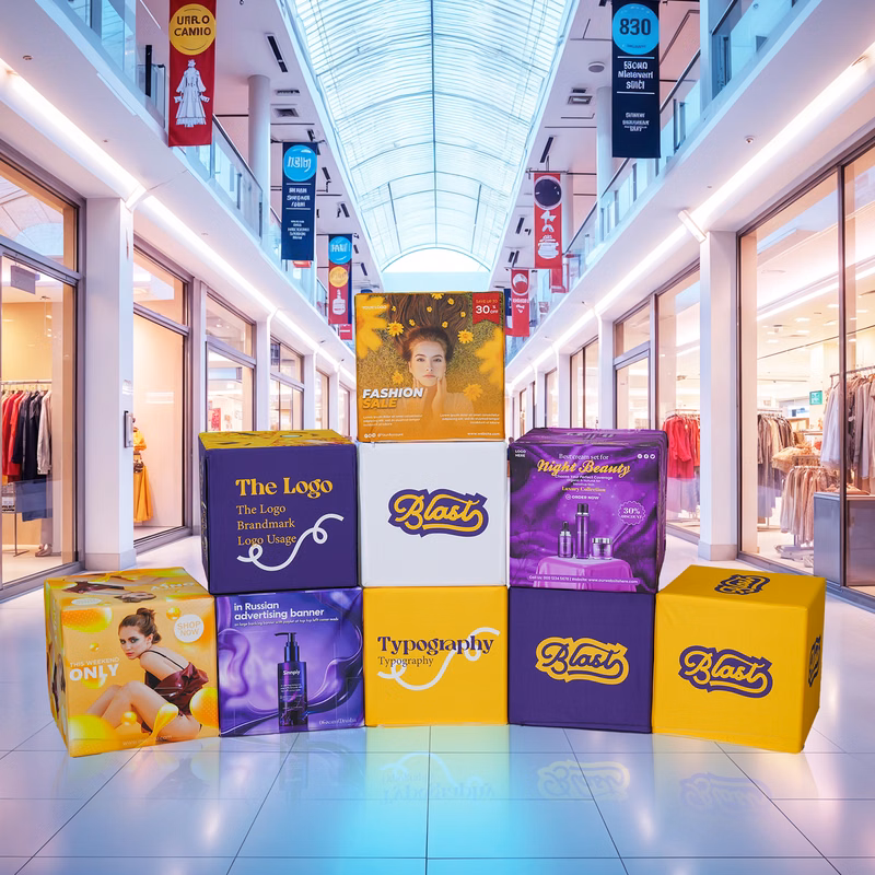 1.6' x 1.6' 3D Cube Displays Package (Graphic & Hardware Combo)