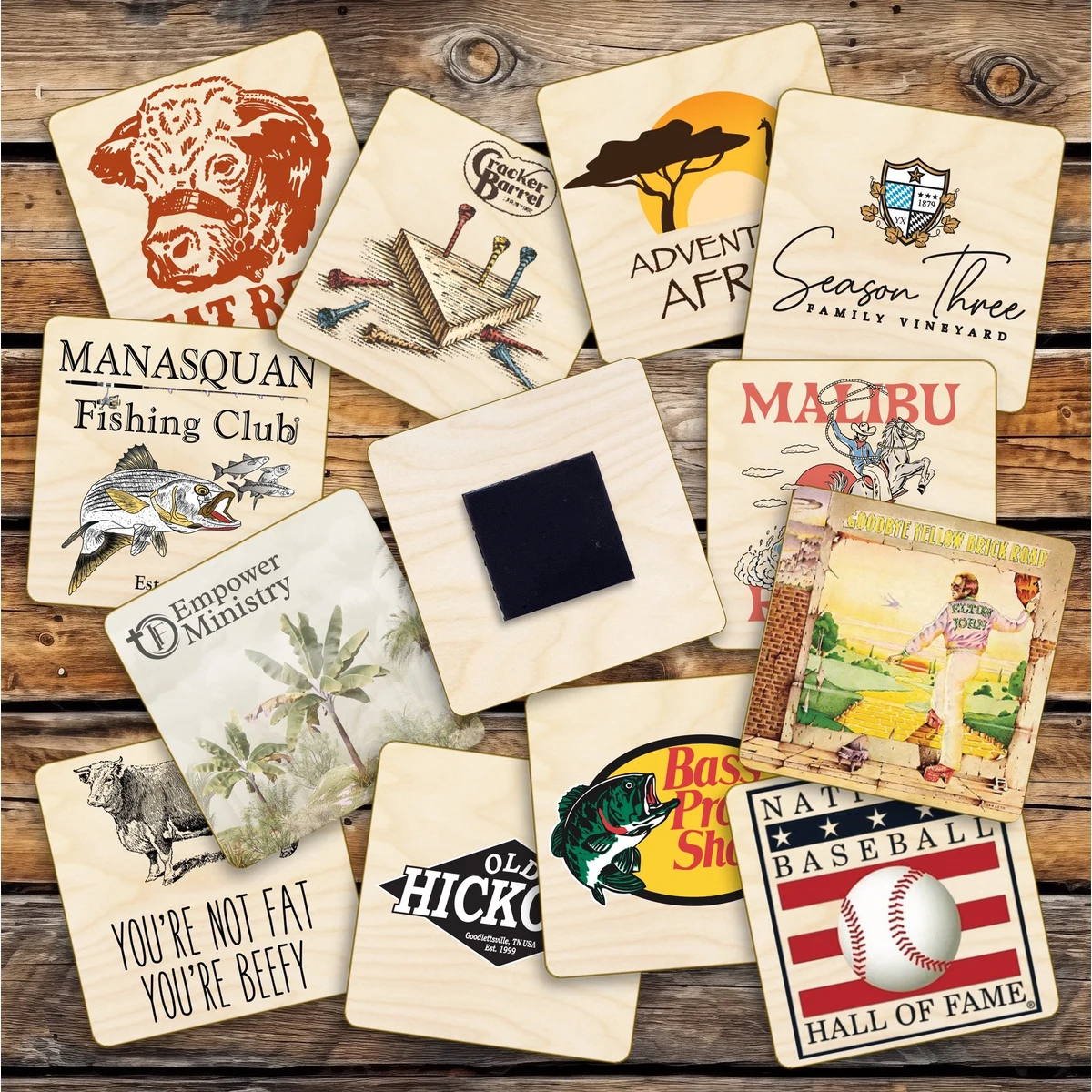 2" Square Wooden Magnet 1