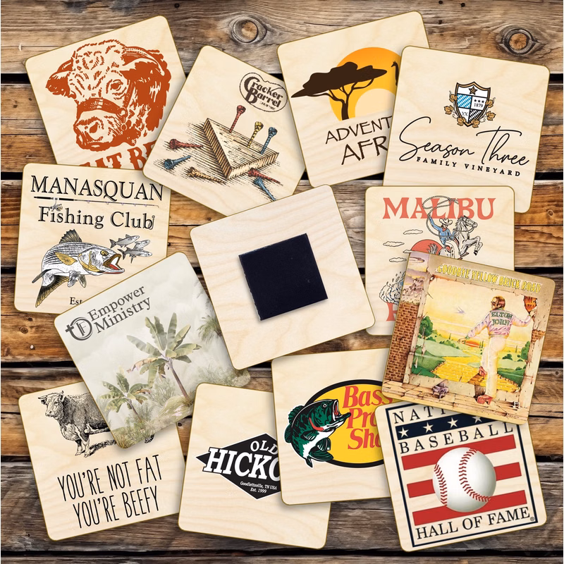 2" Square Wooden Magnet