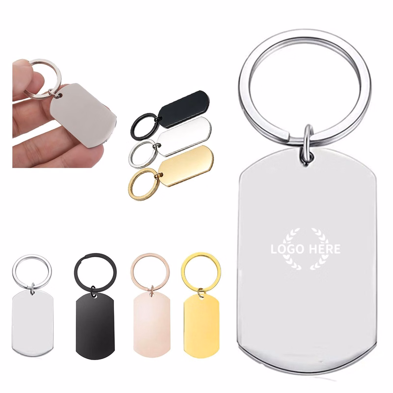 Portable Metal Key Tag Stainless Plate Keychain