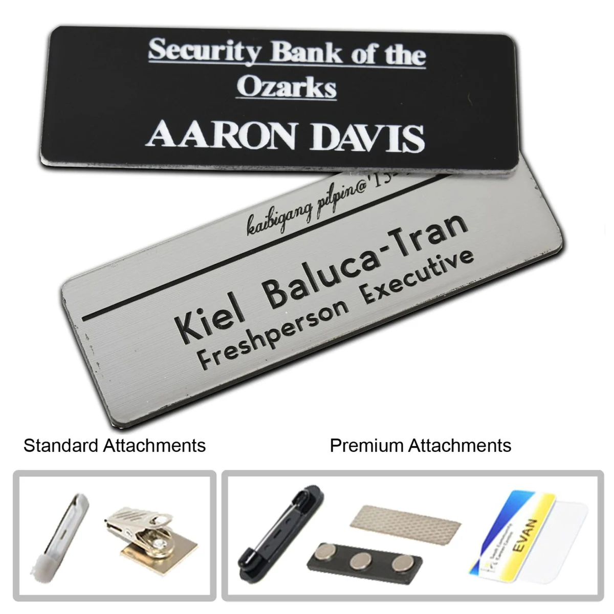 1.25 inch x 3 inch Plastic Engraved Name Badge 1