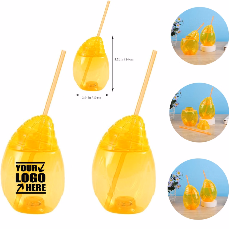 Mango Shaped Plastic Straw Cup