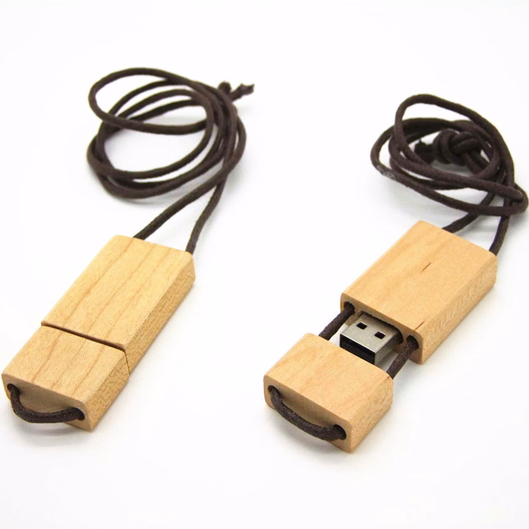4GB Wooden USB Flash Drive With Stylish Rope
