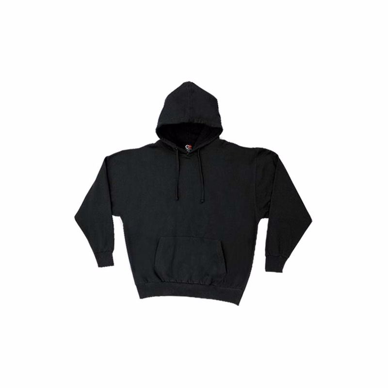 Cotton Plus Hoodie Sweatshirts - Black Large