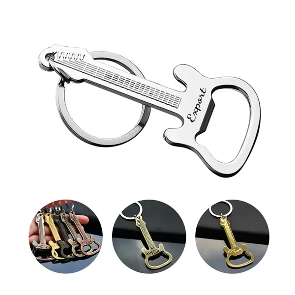 Custom Premium Metal Guitar Shaped Keychain — Music Enthusiast Promotional Item 1