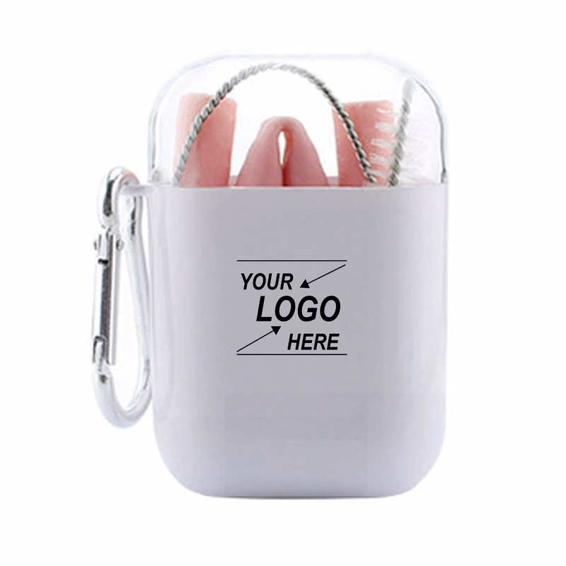 Portable Reuseable Silicone Straw Set