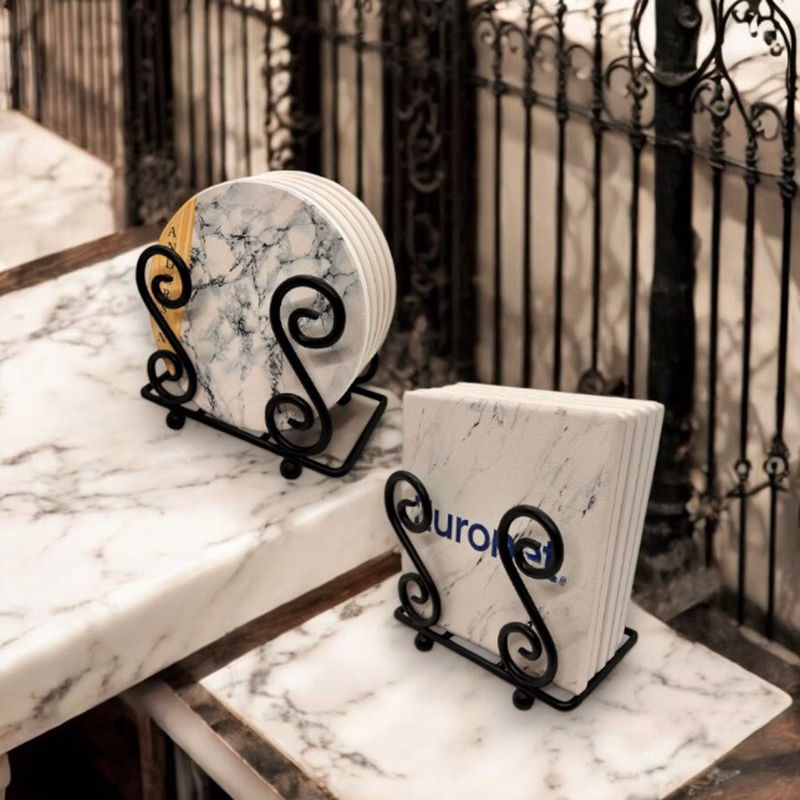 Upright Scroll Metal 5 Coaster Holder Sets