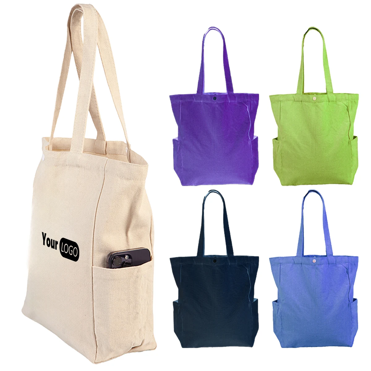 Canvas Large Capacity Minimalist Handbag, custom tote bag with logo imprint 1