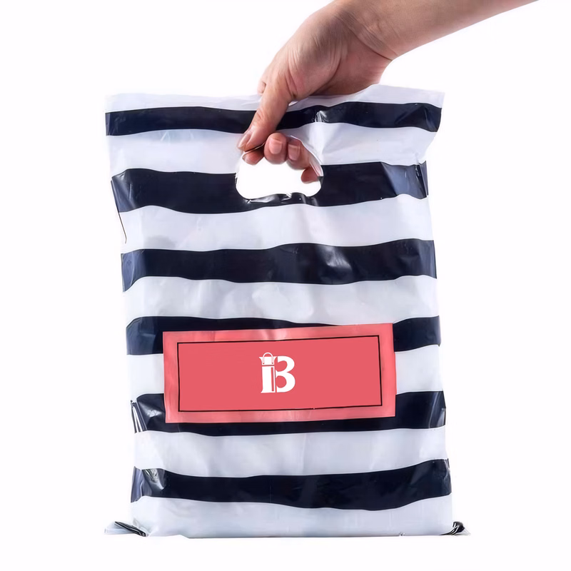 Striped PE Shopping Bag w/ Handle