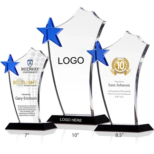 Crystal Blue Star Sail Award Plaque 1