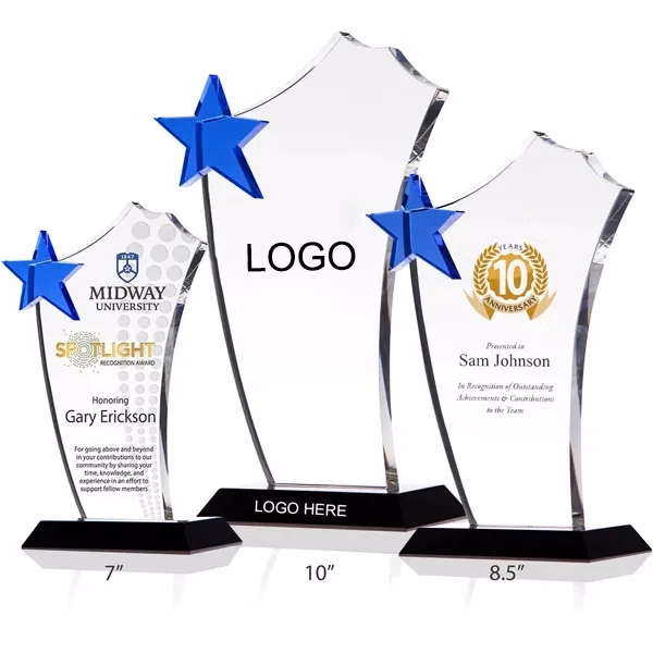 Crystal Blue Star Sail Award Plaque