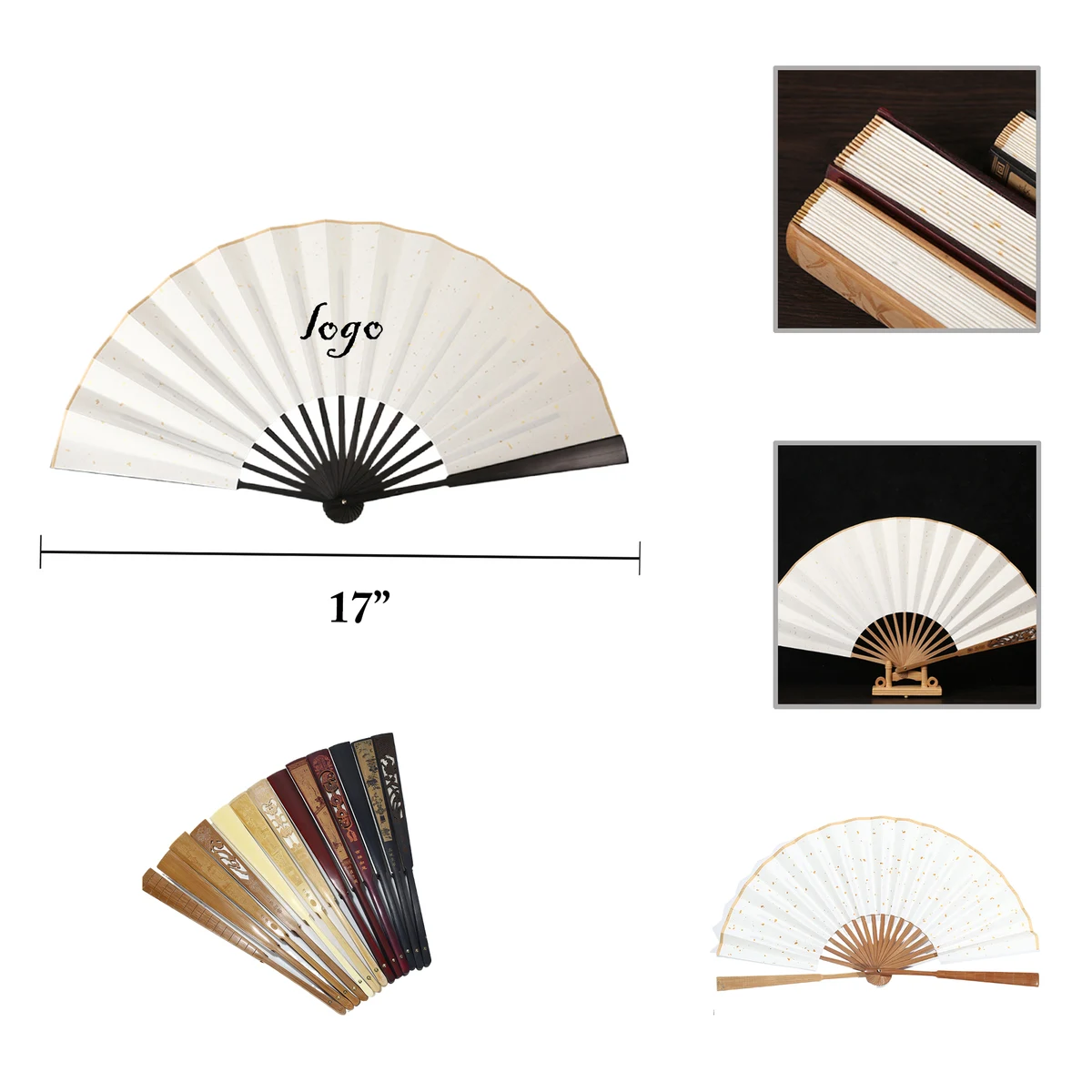 MOQ100 Custom Bamboo Folding Fans for Personalization 1