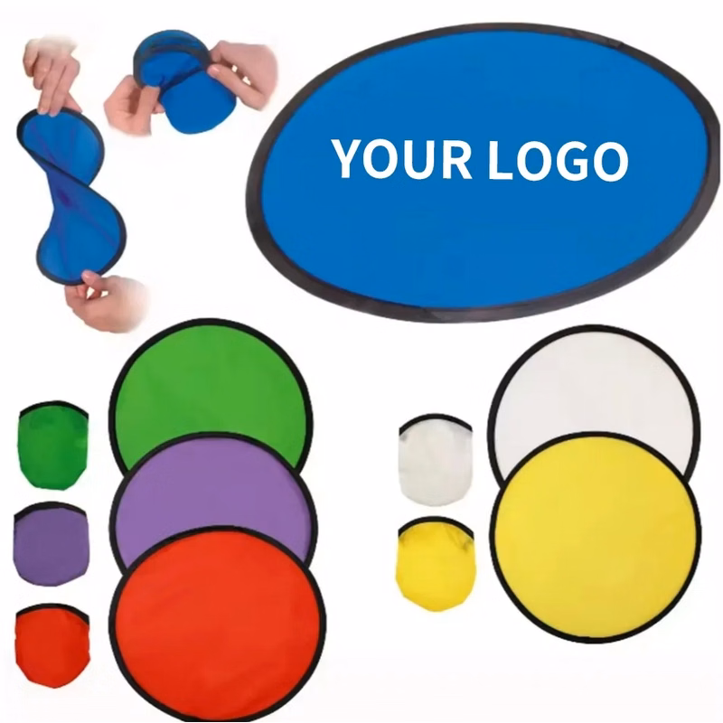 Custom Round Foldable Flying Frisbeed Fan w/ Pouch
