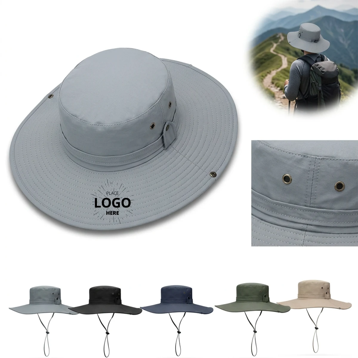 Custom Logo Wide Brim Sun Hat 1