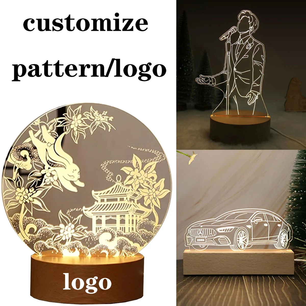 Personalized Custom Photo 3D Night LED Light Lamp Bases 1