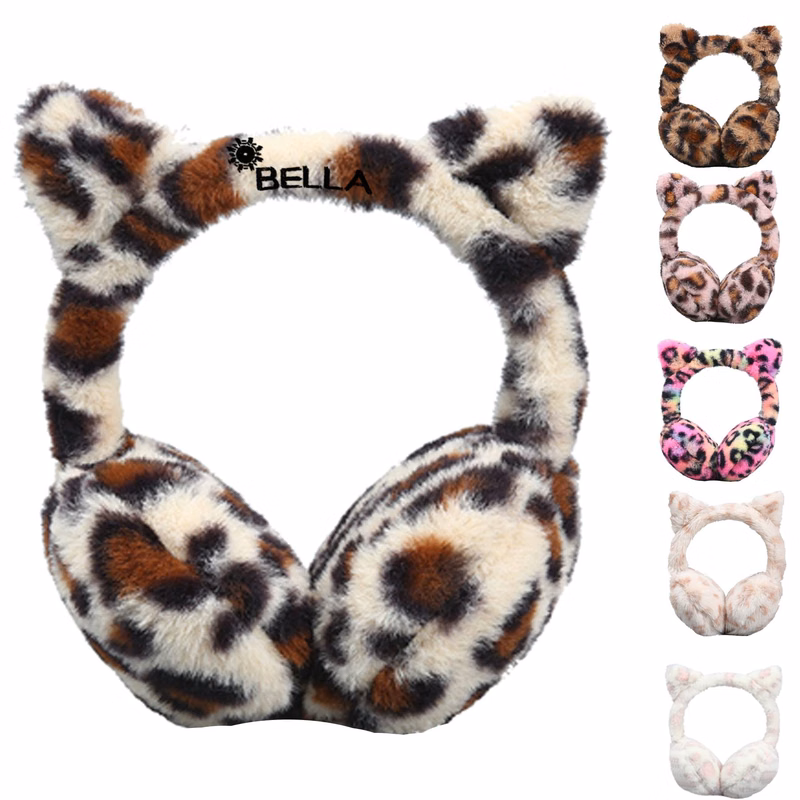 Winter Ear Warmer Cat Leopard Print Earmuff