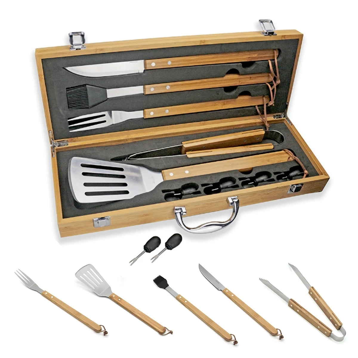 5-Piece Custom Bamboo Grilling Barbecue Tool Set 1