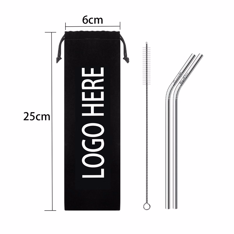304 Stainless Steel Straws Set/Brush/Pocket