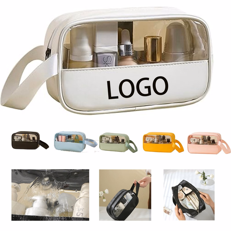 Pvc Translucent Patchwork Cosmetic Bag