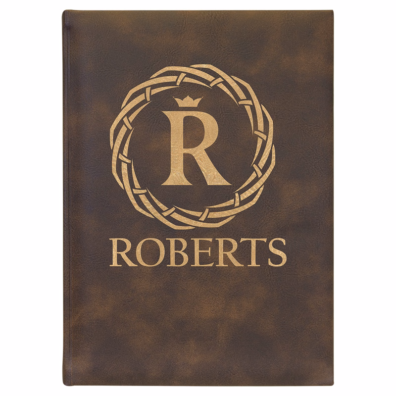 7" x 9 3/4" Rustic/Gold Leatherette Journal-Lined Paper