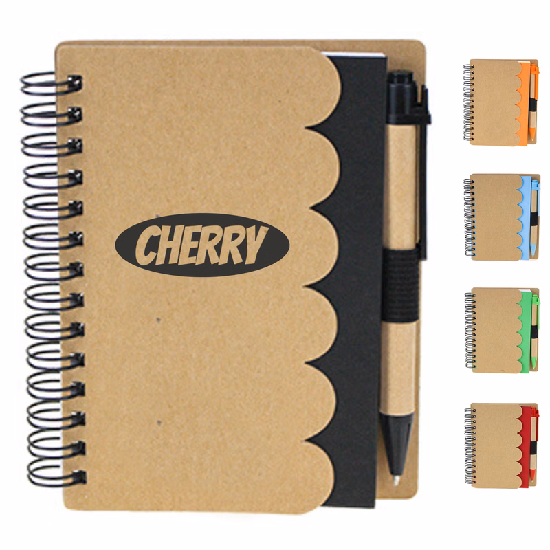 Wave Pattern Eco Spiral Notebook w/ Pen