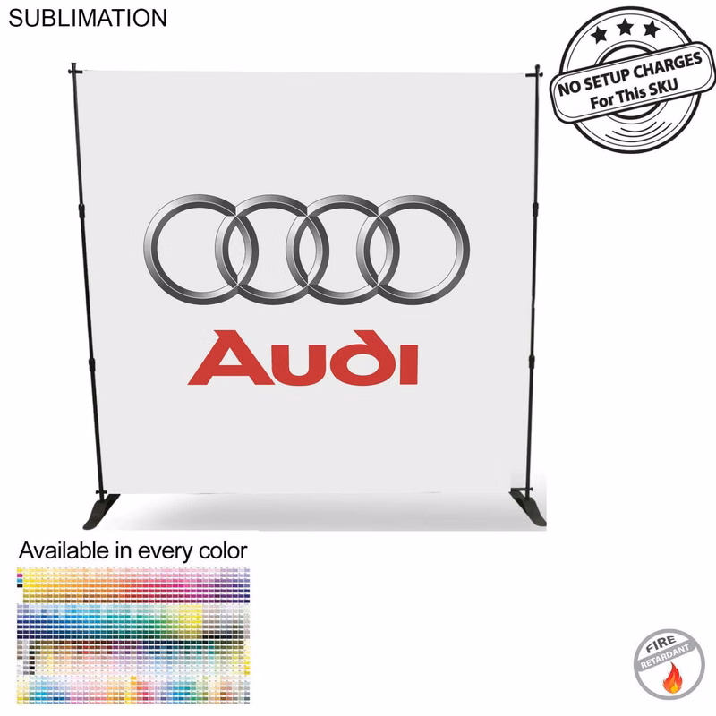 Product Branding 8' Backdrop, Media Wall, with Full Color Graphics, Photos, NO SETUP CHARGE
